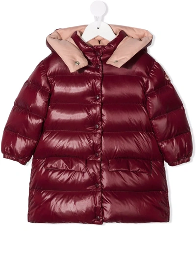 Shop Moncler Padded Long Coat In Red