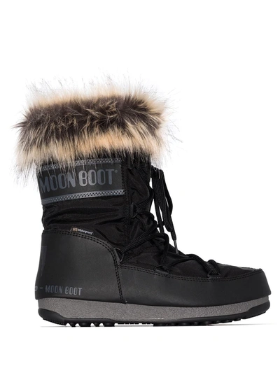 Shop Moon Boot Monaco Trim Snow Boots In Schwarz