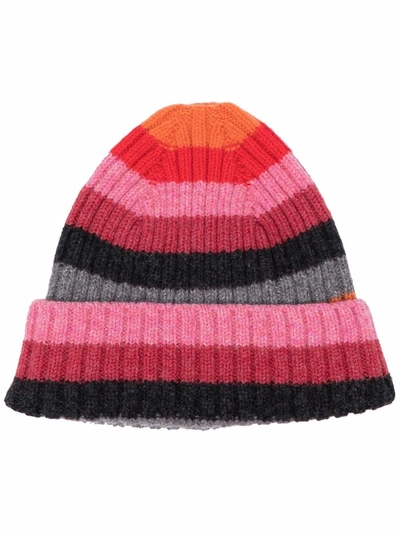 Shop Molly Goddard Stripe-knit Hat In Rosa