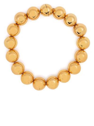 Shop Jil Sander Sphere Beaded Necklace In Gold