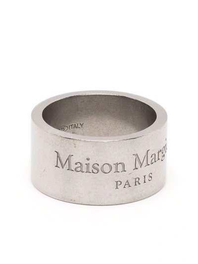 Shop Maison Margiela Logo-engraved Ring In Silber