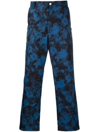 Shop Kenzo Ghost Flower Tie-dye Straight-leg Trousers In Blau