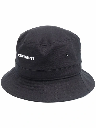 Shop Carhartt Logo-embroidered Cotton Bucket Hat In Schwarz