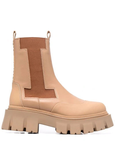 Iceberg Cut-out Logo Chelsea Boots In Nude | ModeSens