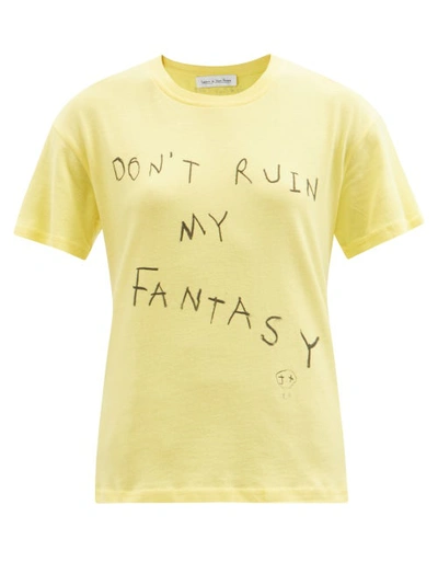 Ludovic De Saint Sernin Don't Ruin My Fantasy-print Cotton-jersey T-shirt  In Yellow | ModeSens