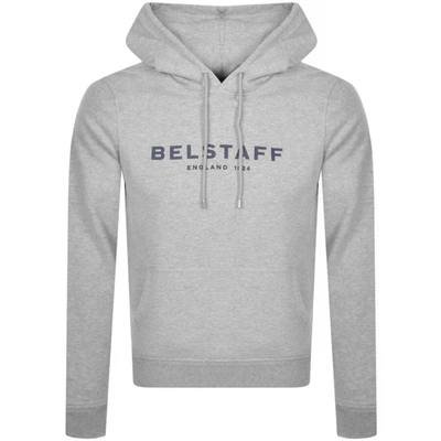 Shop Belstaff Logo Pullover Hoodie Grey