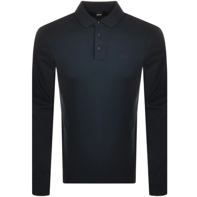 Shop Boss Business Boss Pado 11 Long Sleeved Polo T Shirt Navy