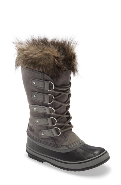 Shop Sorel Joan Of Arctic Faux Fur Waterproof Snow Boot In Quarry/ Black