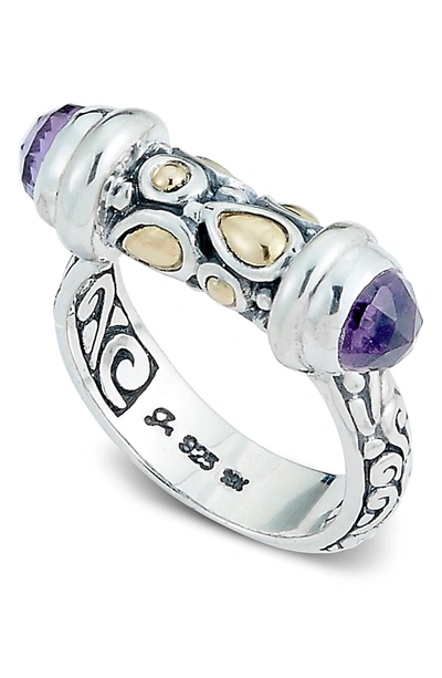 Samuel B. 18k Yellow Gold & Sterling Silver Amethyst Bullet Ring In Purple