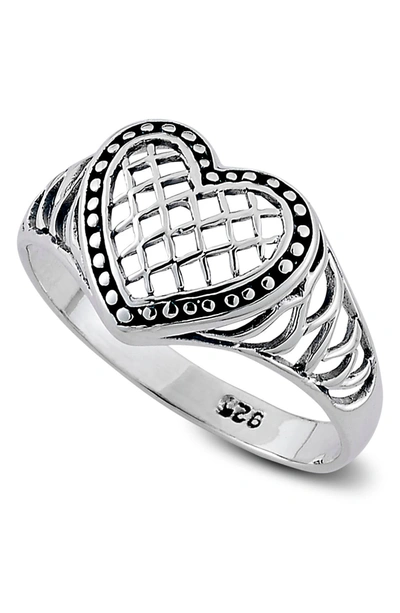 Samuel B. Sterling Silver Heart Shape Ring In Silver