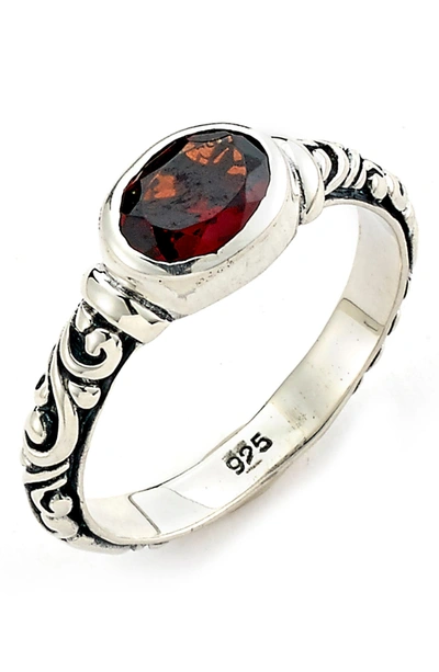 Shop Samuel B. Sterling Silver Oval Garnet Filigree Ring In Red
