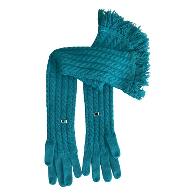 Pre-owned Fendi Cashmere Long Gloves In Blue