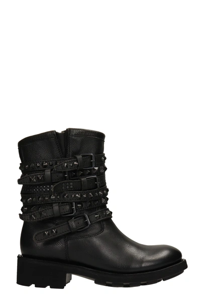 Shop Ash Tempt Combat Boots In Black Leather
