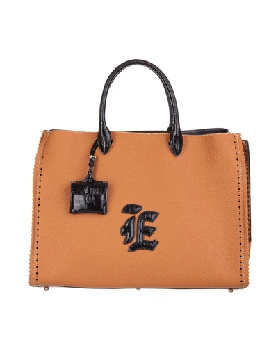Shop Ermanno Scervino Camel-colored Large Shopping Bag With Gothic Logo In Tabacco