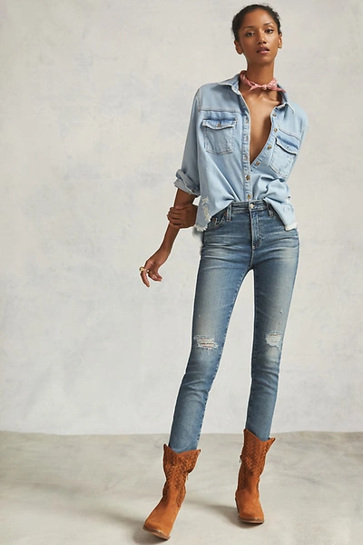 Shop Ag The Mari Slim Straight Jeans In Blue