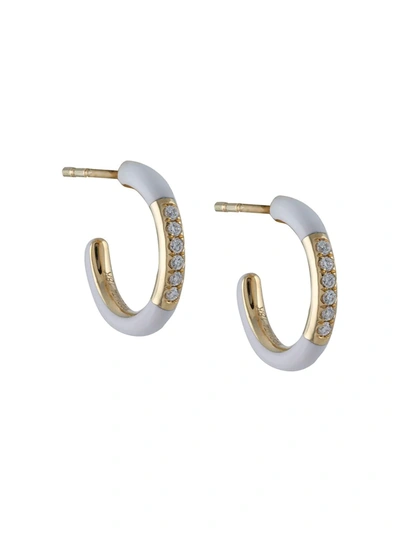 Shop Ippolita 18kt Yellow Gold Stardust Diamond Huggie Hoop Single Earring In White