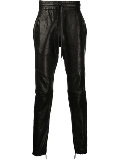 Shop John Elliott Drawstring Leather Trousers In Black