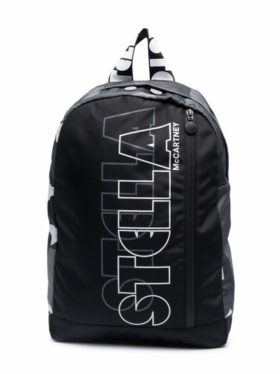Shop Stella Mccartney Logo Zipped Backpack In Black