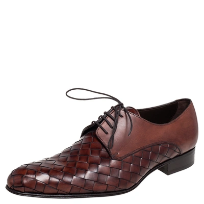 Pre-owned Dolce & Gabbana Brown Woven Leather Lace Derby Size 41