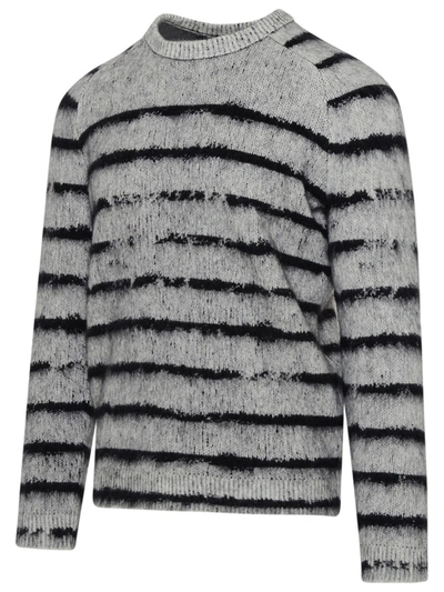 Shop Saint Laurent Grey And Black Wool Pullover