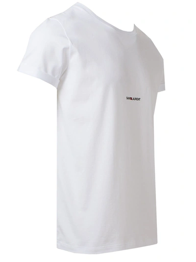 Saint Laurent Printed Cotton T-shirt In White | ModeSens
