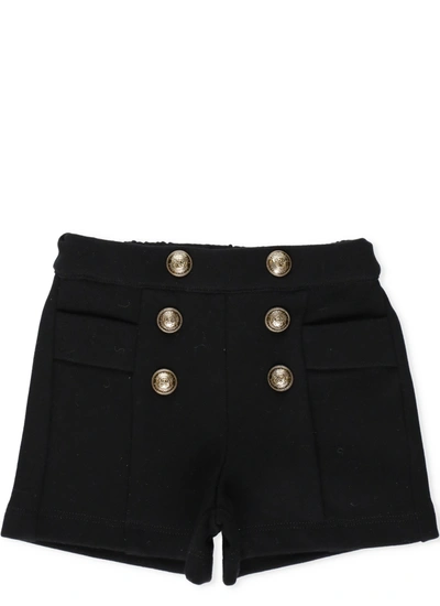 Shop Balmain Kids Double Breasted Shorts In Black