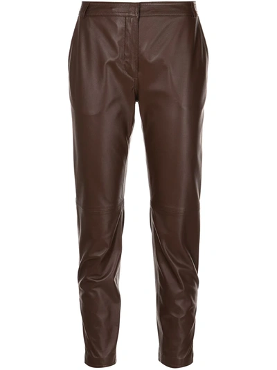 Shop Altuzarra Henri Leather Trousers In Brown