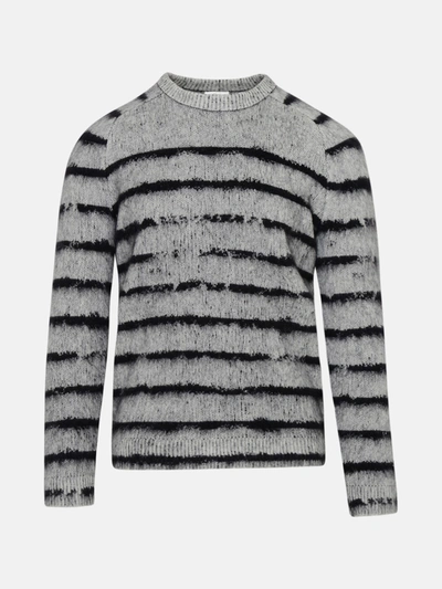 Shop Saint Laurent Grey And Black Wool Pullover