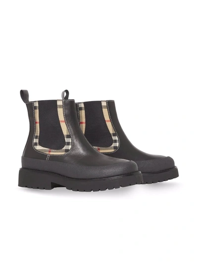Shop Burberry Vintage Check-detail Chelsea Boots In Black
