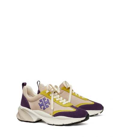 Tory Burch Good Luck Suede Sneakers In Beige