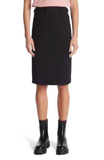 Shop Red Valentino Buckle Pencil Skirt In Nero