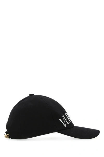 Shop Versace Black Cotton Hat  Black  Uomo 58