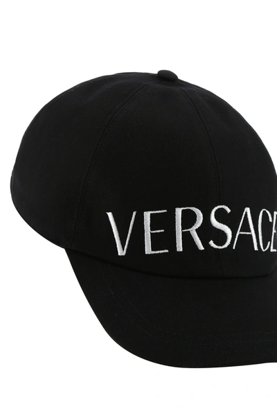 Shop Versace Black Cotton Hat  Black  Uomo 58