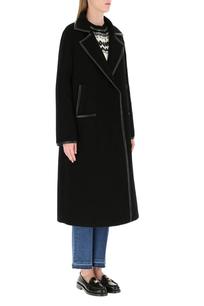 Shop Valentino Black Wool Blend Coat  Black  Donna 40