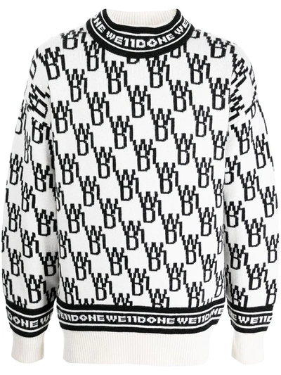 We11 Done We11done Logo Intarsia Crewneck Sweater In White ModeSens