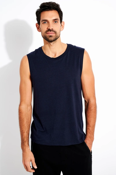 Shop Alo Yoga The Triumph Muscle Tank In Navy