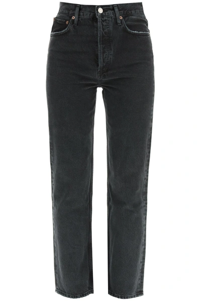 Shop Agolde Pinch High Rise Straight Leg Jeans In Black
