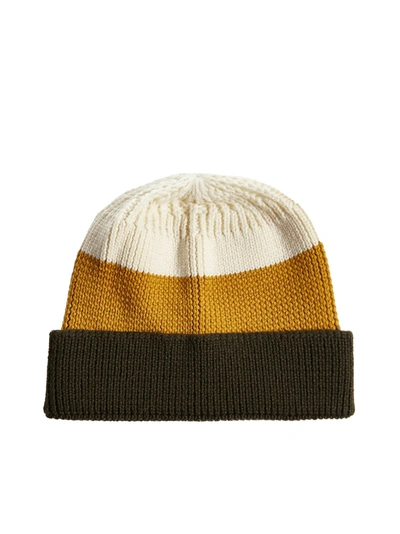 Shop Tagliatore Striped Knit Rolled Beanie In Multi