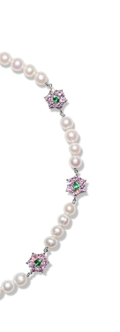 Shop Veert Pink And Green Flower Stone Freshwater Pearl Necklace