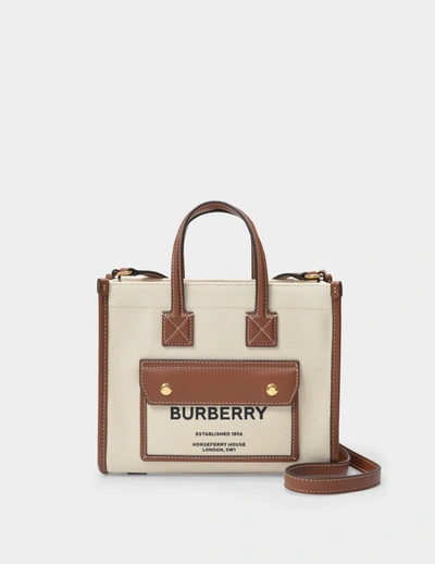 Shop Burberry Ll Mn Pocket Dtl Ll6 Tote Bag -  -  Natural/tan - Cotton In Beige