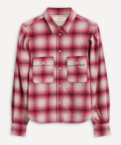 Isabel Marant Étoile Reosi Check Wool Blend Button-up Shirt In Pink