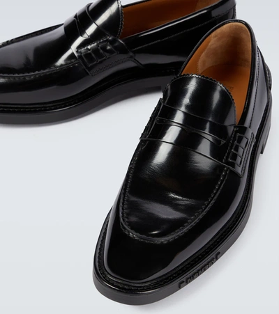 Shop Burberry Elkerton Leather Loafers In Black
