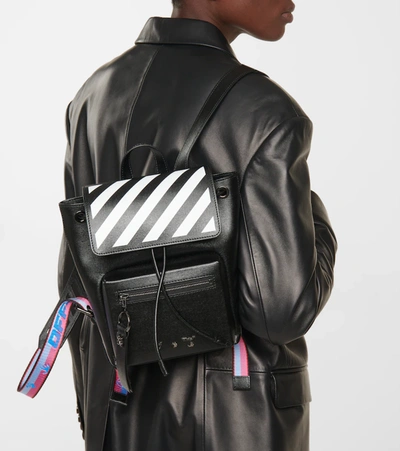 Shop Off-white Diag Leather Backpack In Black