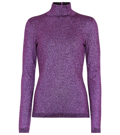 Shop Stella Mccartney Metallic Turtleneck Sweater In Purple