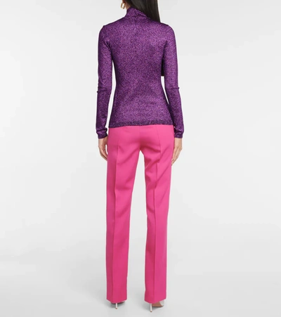 Shop Stella Mccartney Metallic Turtleneck Sweater In Purple