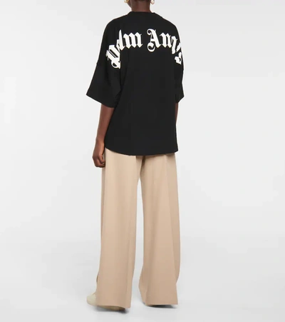 Shop Palm Angels Logo Oversized Cotton Jersey T-shirt In Black