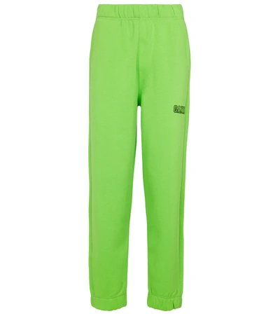 Shop Ganni Software Isoli Cotton Sweatpants In Green
