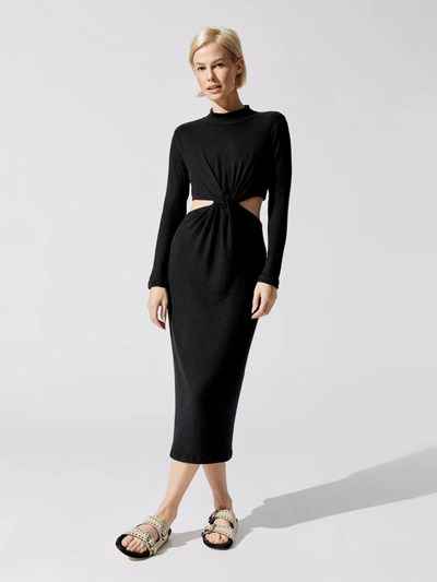 Shop Lna Long Sleeve Neo Sweater Rib Dress In Black