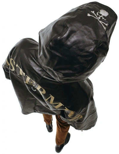 Shop Mastermind Japan Black Leather Jacket With Logo