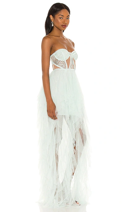 For Love & Lemons X Revolve Bustier Hi Low Gown In Blue
